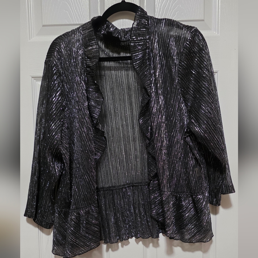 dressbarn Black Shimmer Cardigan/shrug